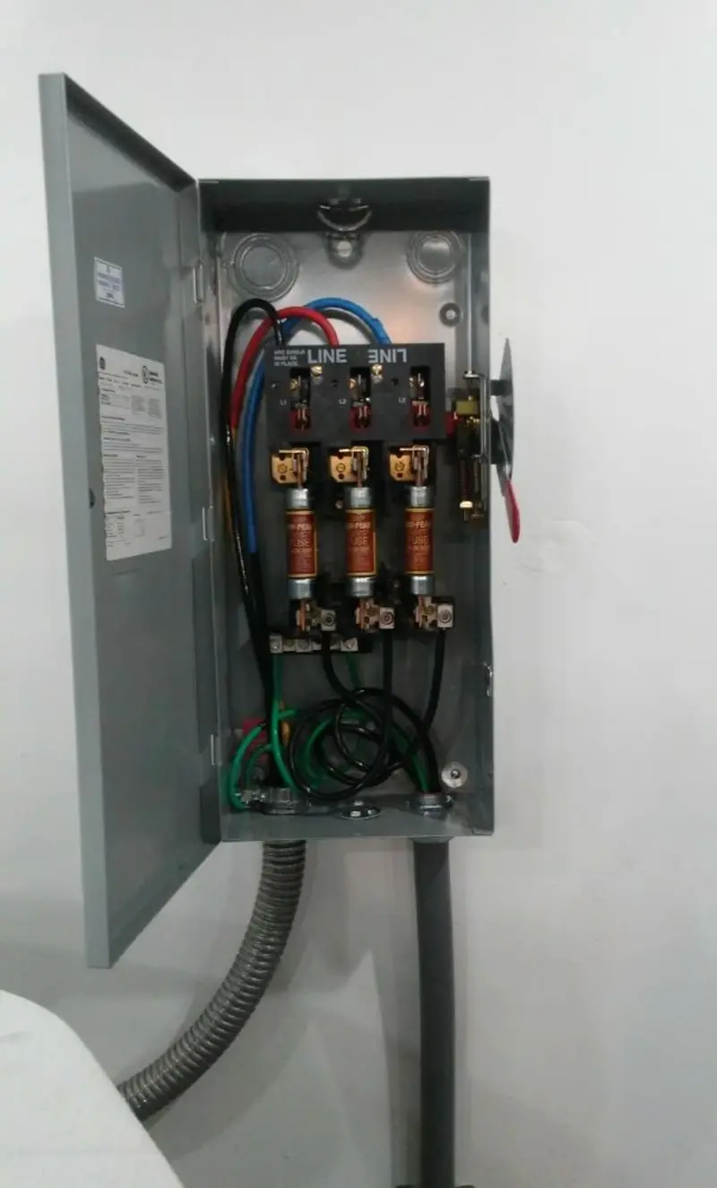 Three-phase disconnect switch installed for Electrical Wiring & Rewiring in Kemp Mill